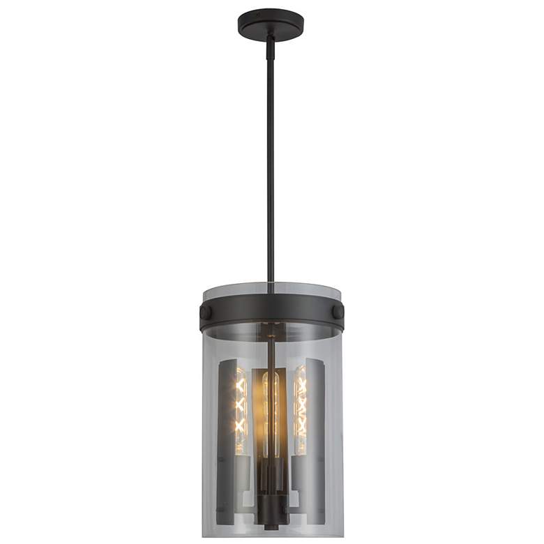 Image 2 Dahlia 10.25" Wide 3-Light Black Pendant w/ Clear Shade more views