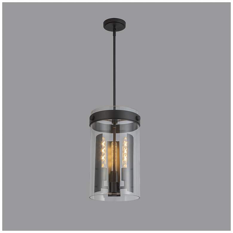 Image 7 Dahlia 10.25" Wide 3-Light Black Pendant w/ Clear Shade more views