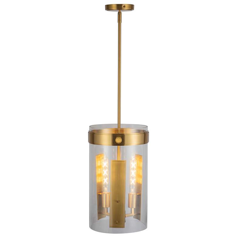 Image 4 Dahlia 10.25" Wide 3-Light Brushed Brass Pendant w/ Clear Shade more views