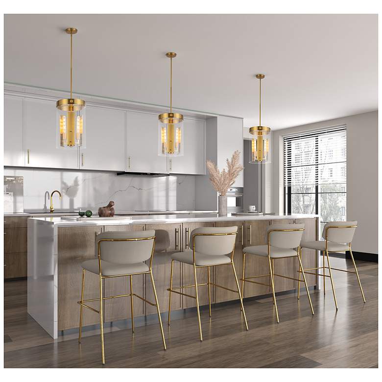 Image 7 Dahlia 10.25" Wide 3-Light Brushed Brass Pendant w/ Clear Shade more views