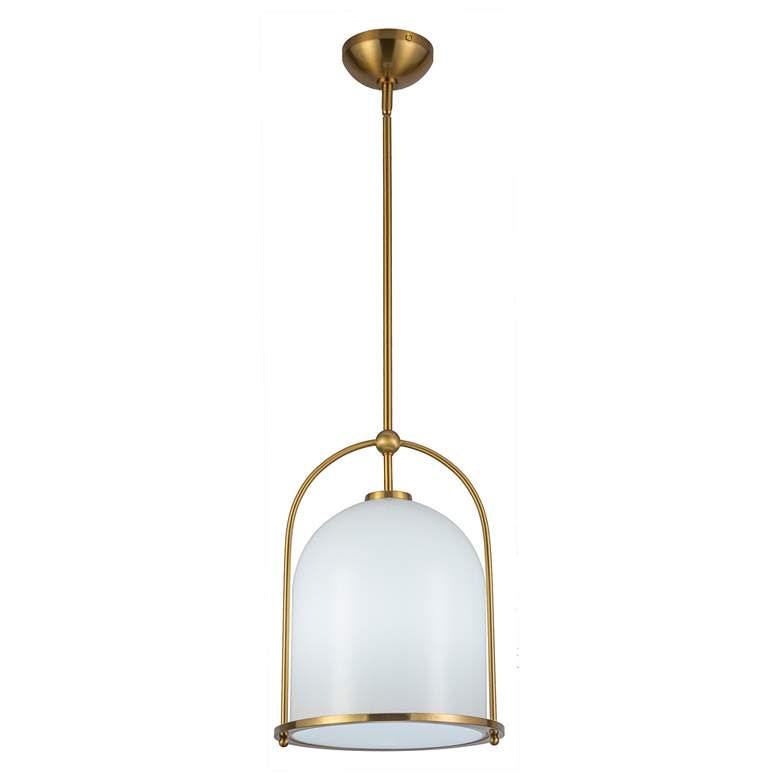 Image 1 Dahlia 11.5" Wide Brushed Brass Pendant w/ White Shade