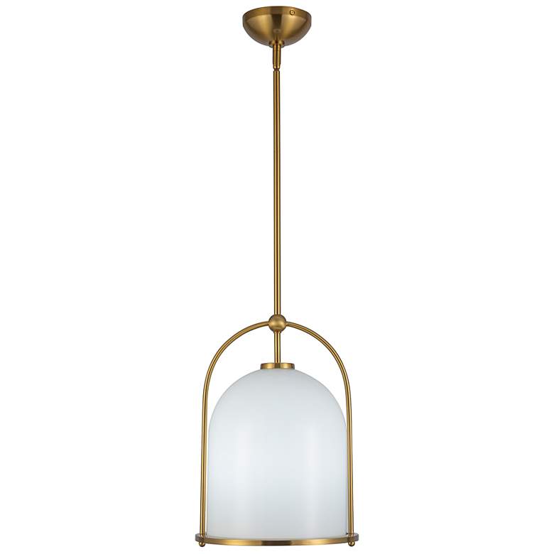 Image 2 Dahlia 11.5" Wide Brushed Brass Pendant w/ White Shade more views