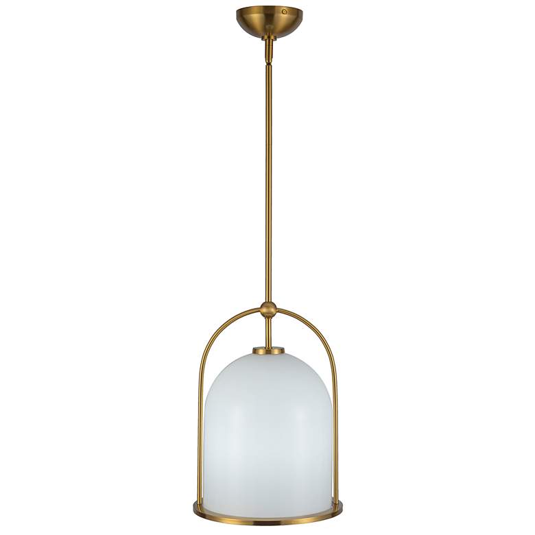 Image 3 Dahlia 11.5" Wide Brushed Brass Pendant w/ White Shade more views