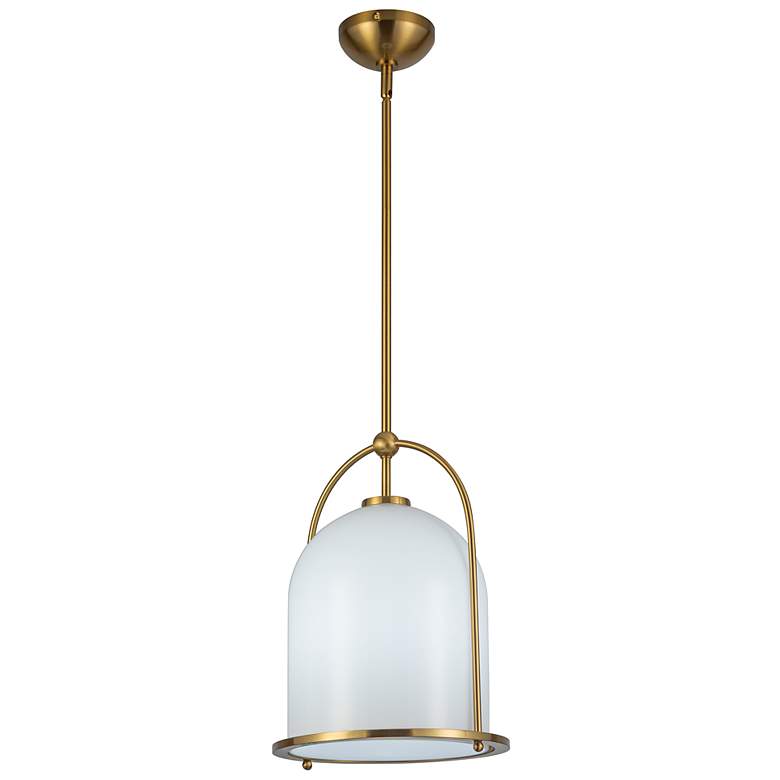 Image 4 Dahlia 11.5" Wide Brushed Brass Pendant w/ White Shade more views