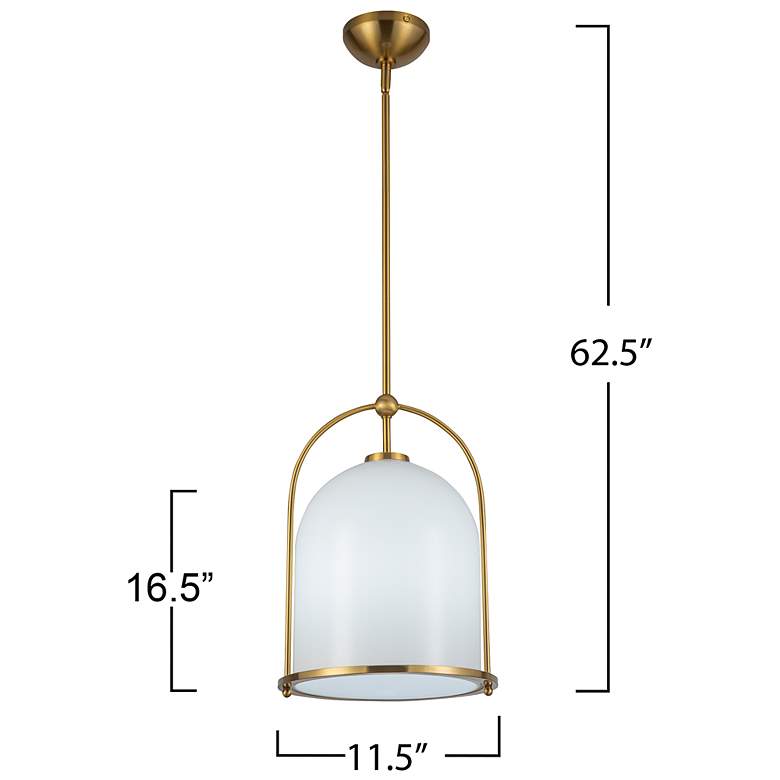Image 7 Dahlia 11.5" Wide Brushed Brass Pendant w/ White Shade more views