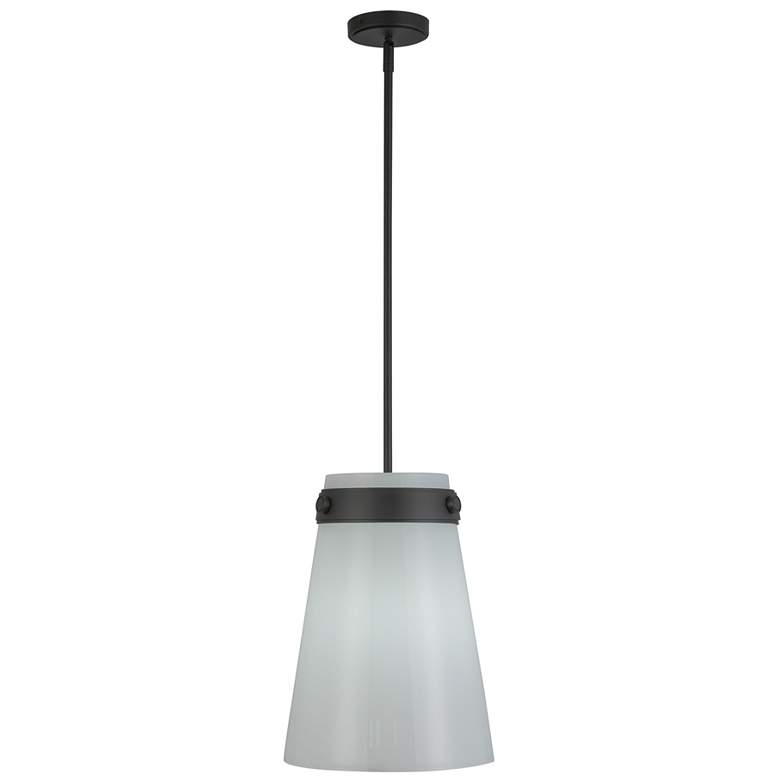 Image 1 Dahlia 12" Wide Black Pendant w/ White Shade