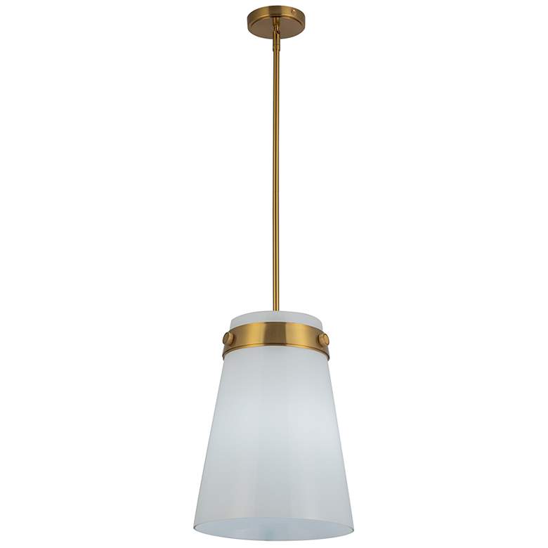 Image 2 Dahlia 12" Wide Brushed Brass Pendant w/ White Shade more views
