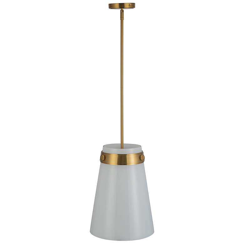 Image 3 Dahlia 12" Wide Brushed Brass Pendant w/ White Shade more views