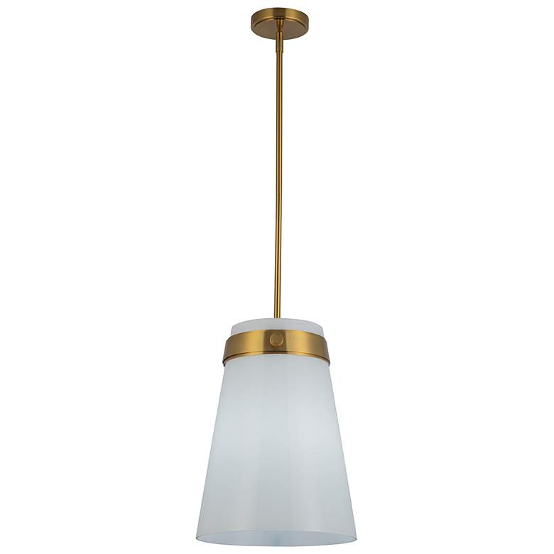 Image 4 Dahlia 12" Wide Brushed Brass Pendant w/ White Shade more views