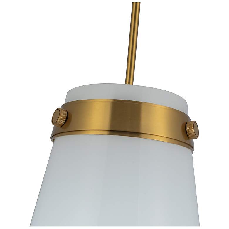 Image 5 Dahlia 12" Wide Brushed Brass Pendant w/ White Shade more views