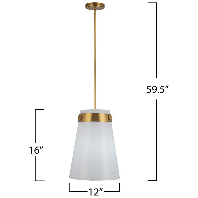 Image 7 Dahlia 12" Wide Brushed Brass Pendant w/ White Shade more views
