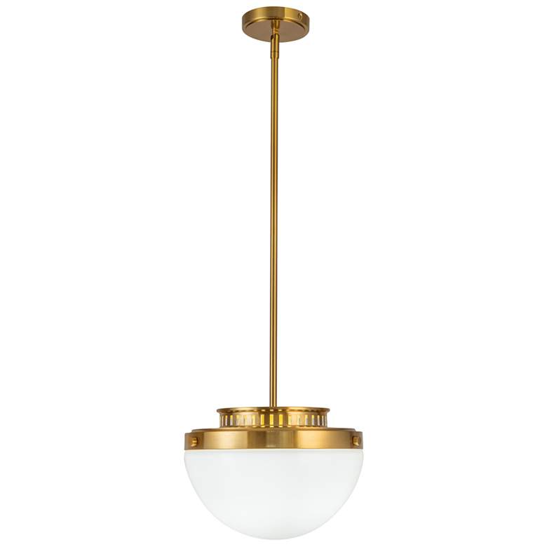 Image 1 Dahlia 12" Wide Brushed Brass Pendant w/ White Shade