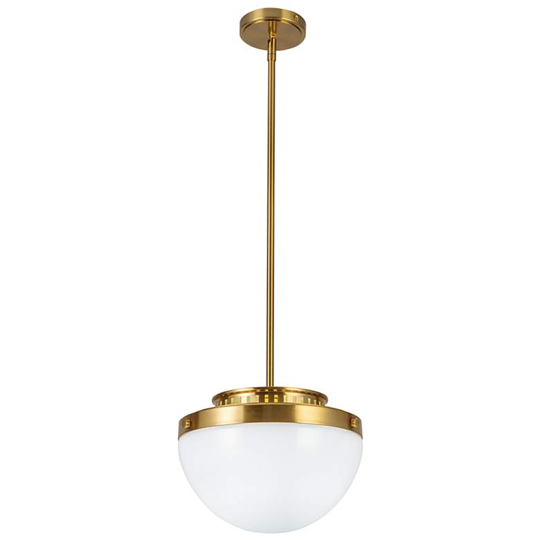 Image 2 Dahlia 12" Wide Brushed Brass Pendant w/ White Shade more views