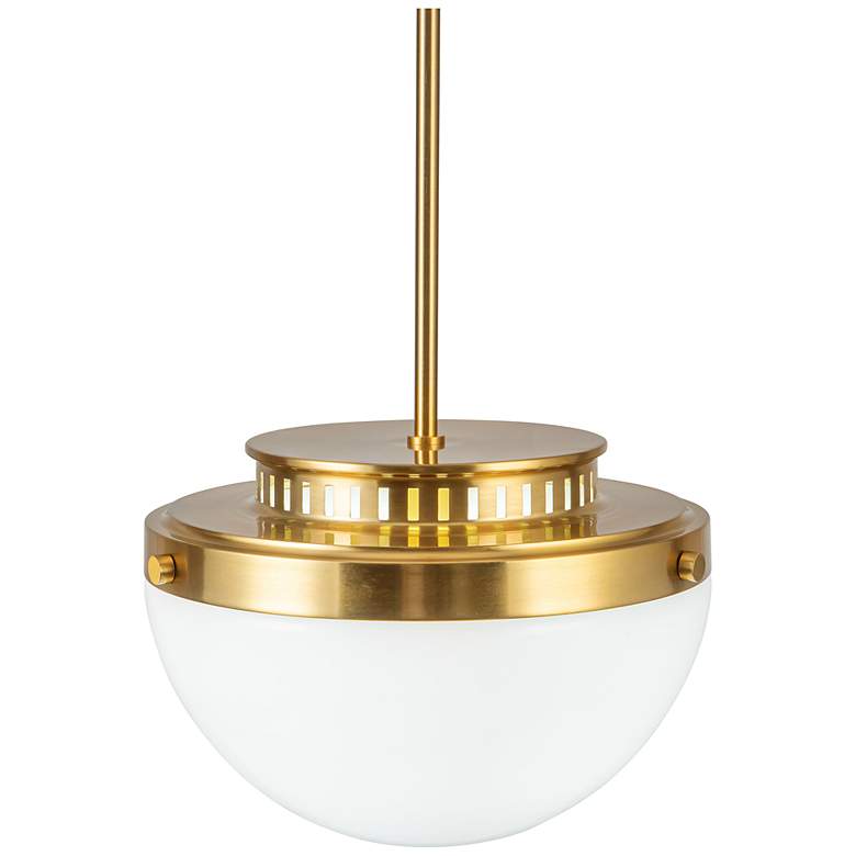 Image 3 Dahlia 12" Wide Brushed Brass Pendant w/ White Shade more views