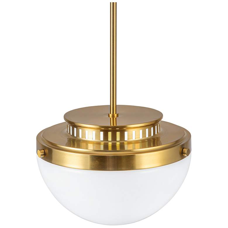 Image 4 Dahlia 12" Wide Brushed Brass Pendant w/ White Shade more views