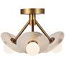 1_Dahlia 13" Wide Vintage Brass 3-Light LED Ceiling Light