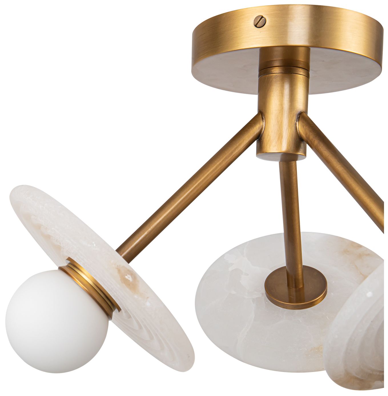 Image 2 Dahlia 13" Wide Vintage Brass 3-Light LED Ceiling Light more views