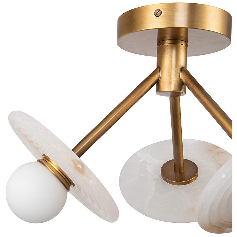 Image 2 Dahlia 13" Wide Vintage Brass 3-Light LED Ceiling Light more views