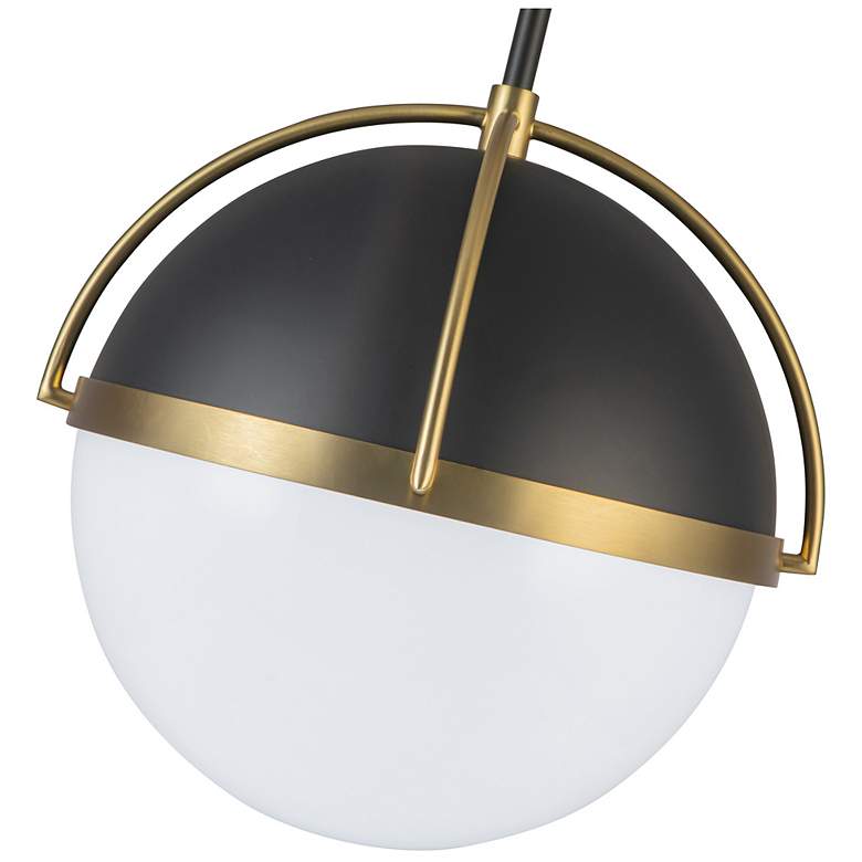 Image 4 Dahlia 15.4"W Semi-matte Black, Brushed Brass Pendant w/ White Shade more views