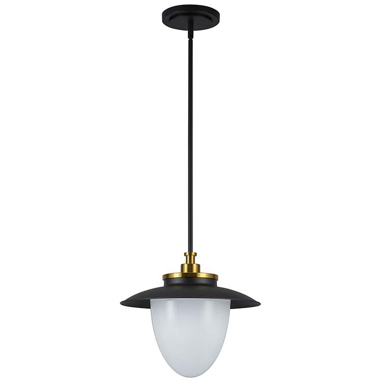 Image 2 Dahlia 15" Wide Black Brass Pendant w/ Opal White Shade more views