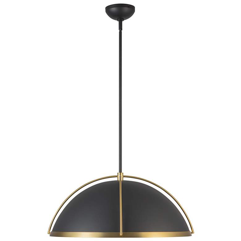 Image 2 Dahlia 17.62"W Matte Black, Brass Pendant w/ Semi-matte Black Shade more views