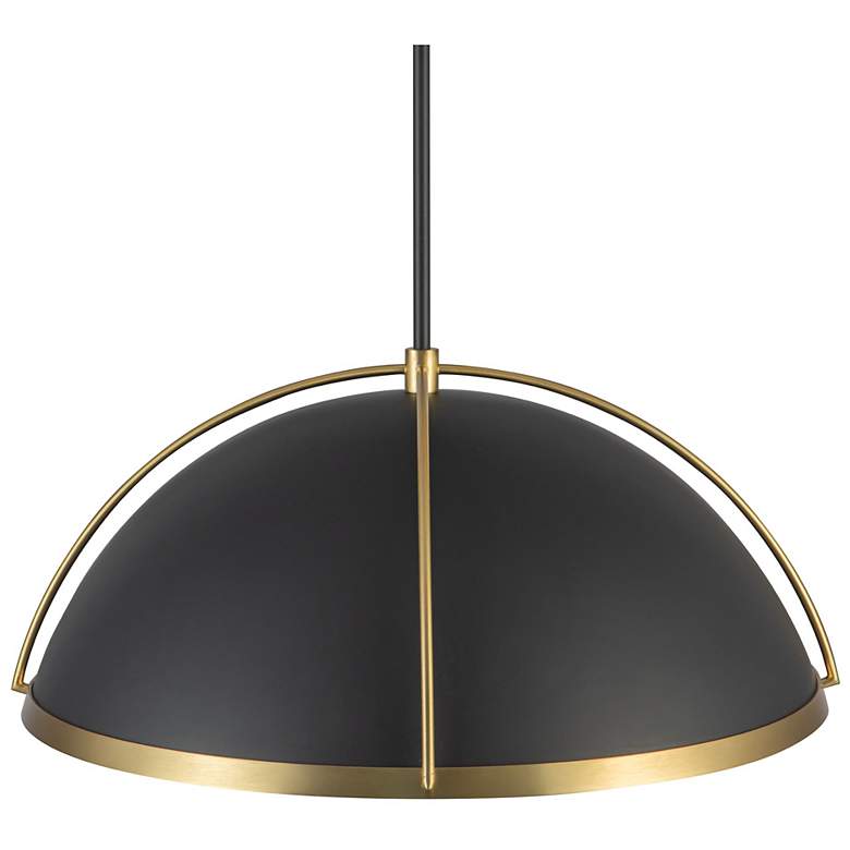 Image 3 Dahlia 17.62"W Matte Black, Brass Pendant w/ Semi-matte Black Shade more views