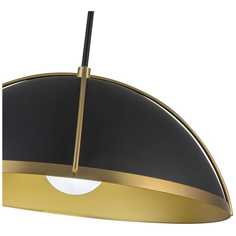 Image 4 Dahlia 17.62"W Matte Black, Brass Pendant w/ Semi-matte Black Shade more views