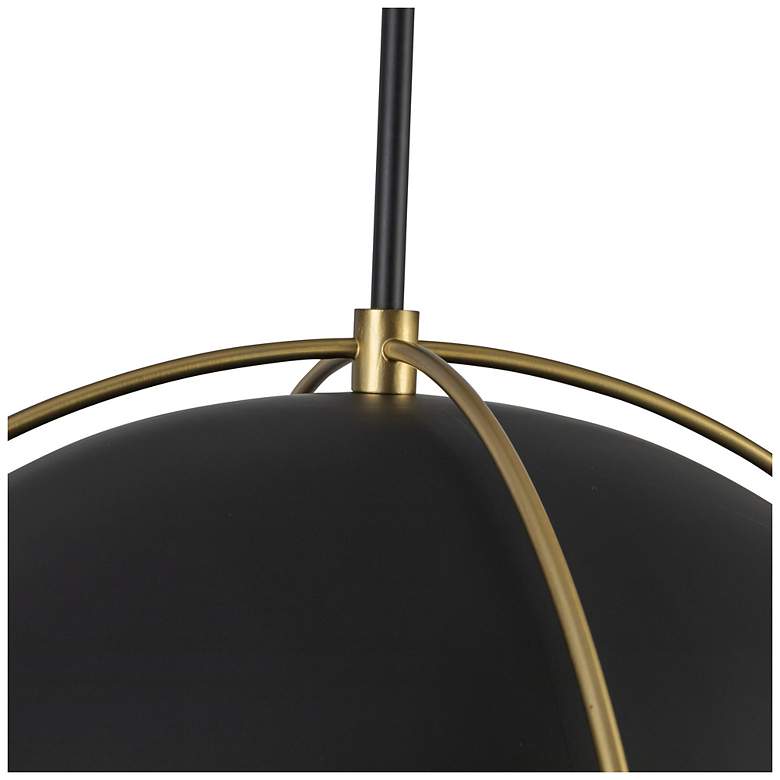 Image 5 Dahlia 17.62"W Matte Black, Brass Pendant w/ Semi-matte Black Shade more views