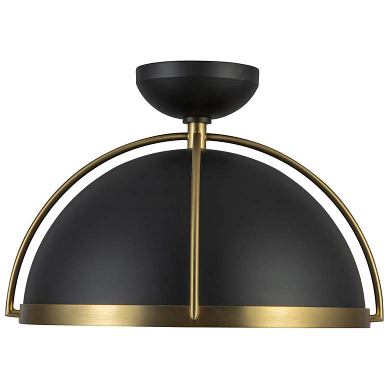 Image 6 Dahlia 17.62"W Matte Black, Brass Pendant w/ Semi-matte Black Shade more views