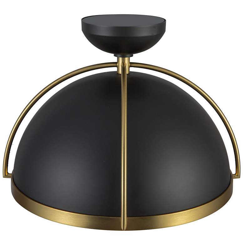 Image 7 Dahlia 17.62"W Matte Black, Brass Pendant w/ Semi-matte Black Shade more views
