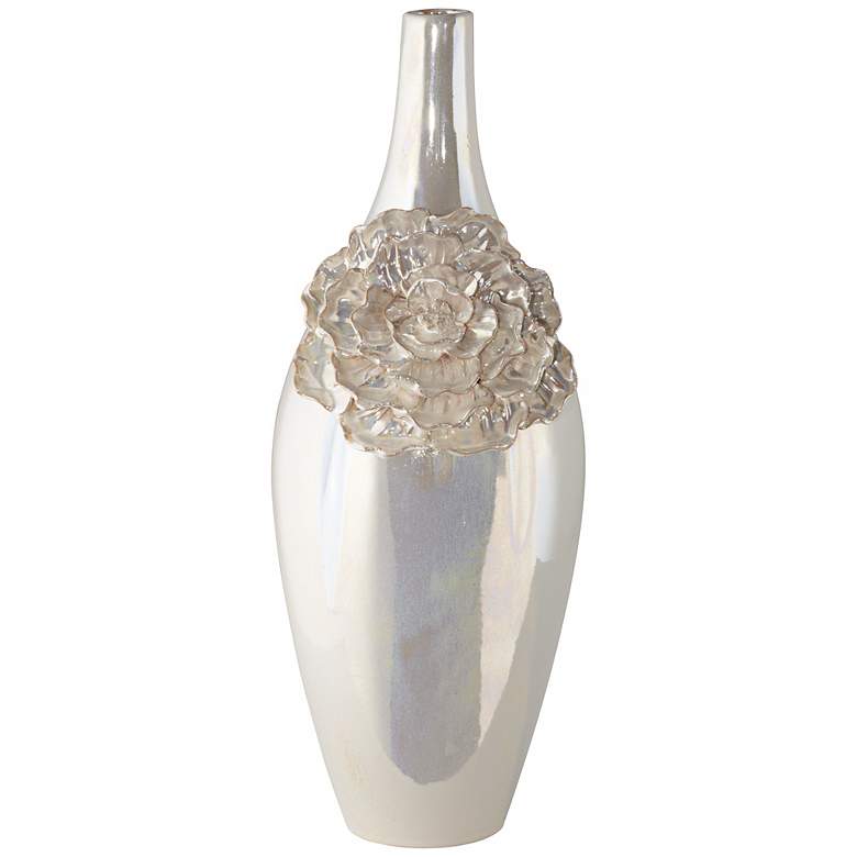 Image 1 Dahlia 17 1/2 inch High Ivory Ceramic Vase