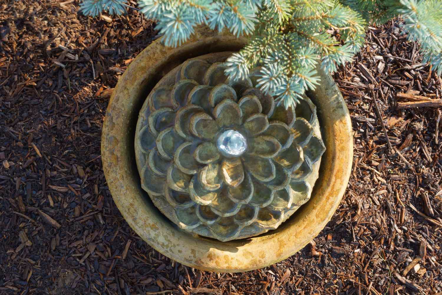 Image 2 Dahlia 17" High Patio Relic Verdigris Bubbler Fountain by Henri Studio more views