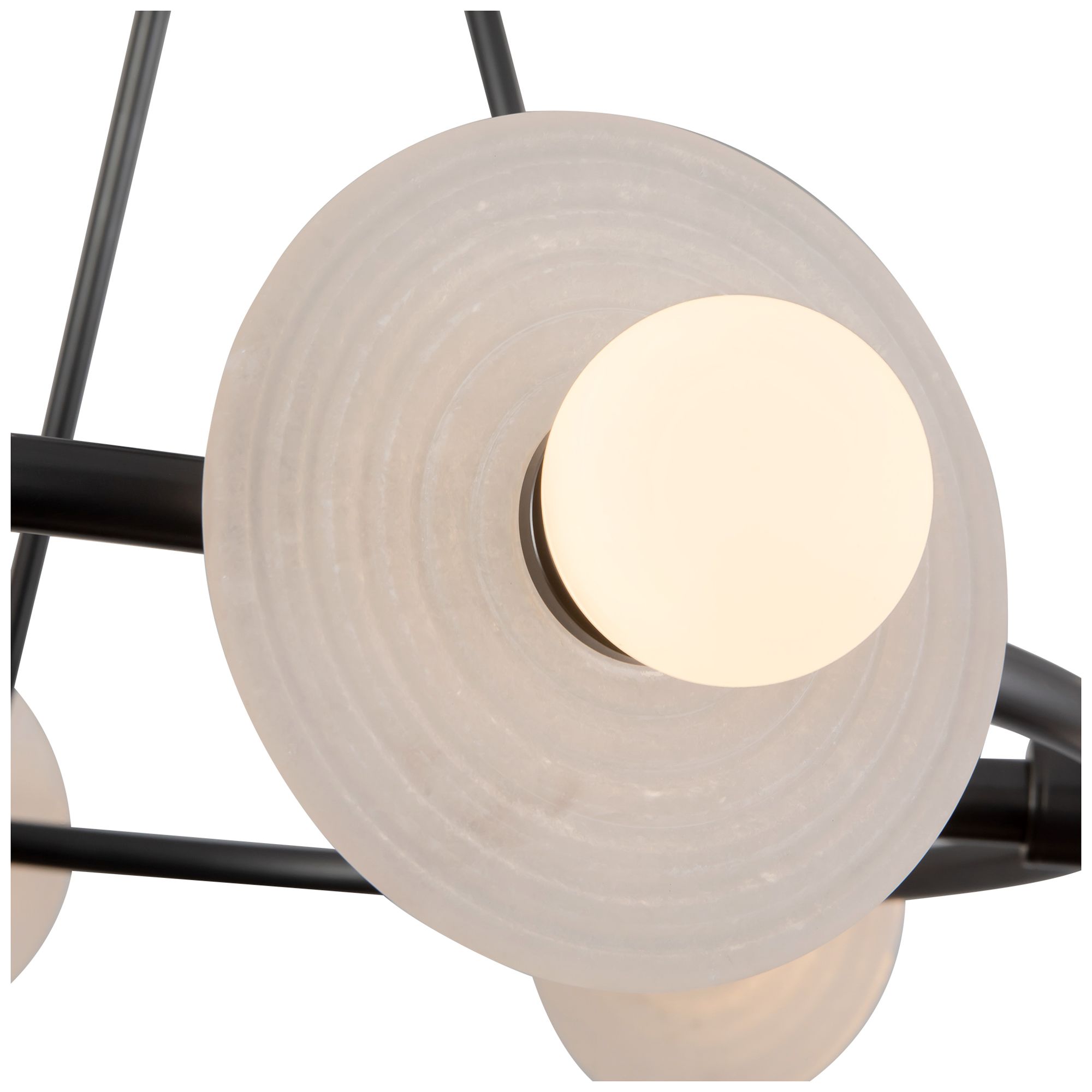 Image 3 Dahlia 28-in Urban Bronze LED Chandelier w/ Alabaster Plates and Opal Glass more views