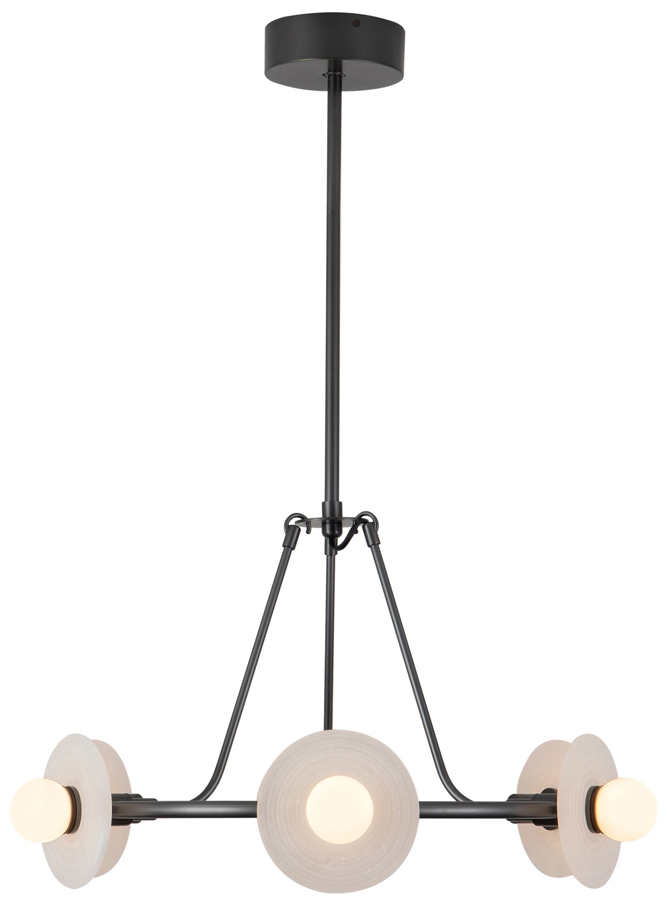 Image 6 Dahlia 28-in Urban Bronze LED Chandelier w/ Alabaster Plates and Opal Glass more views