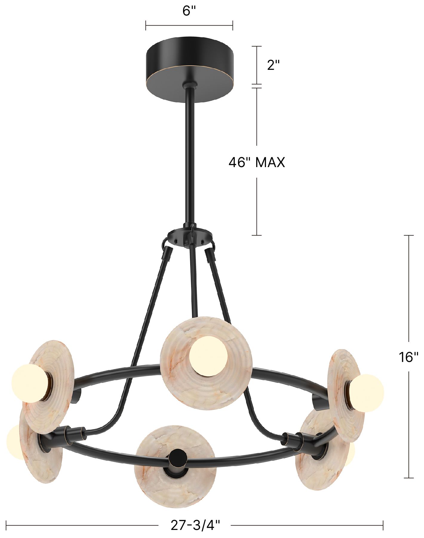 Image 7 Dahlia 28-in Vintage Brass LED Chandelier Alabaster Plates and Opal Glass more views