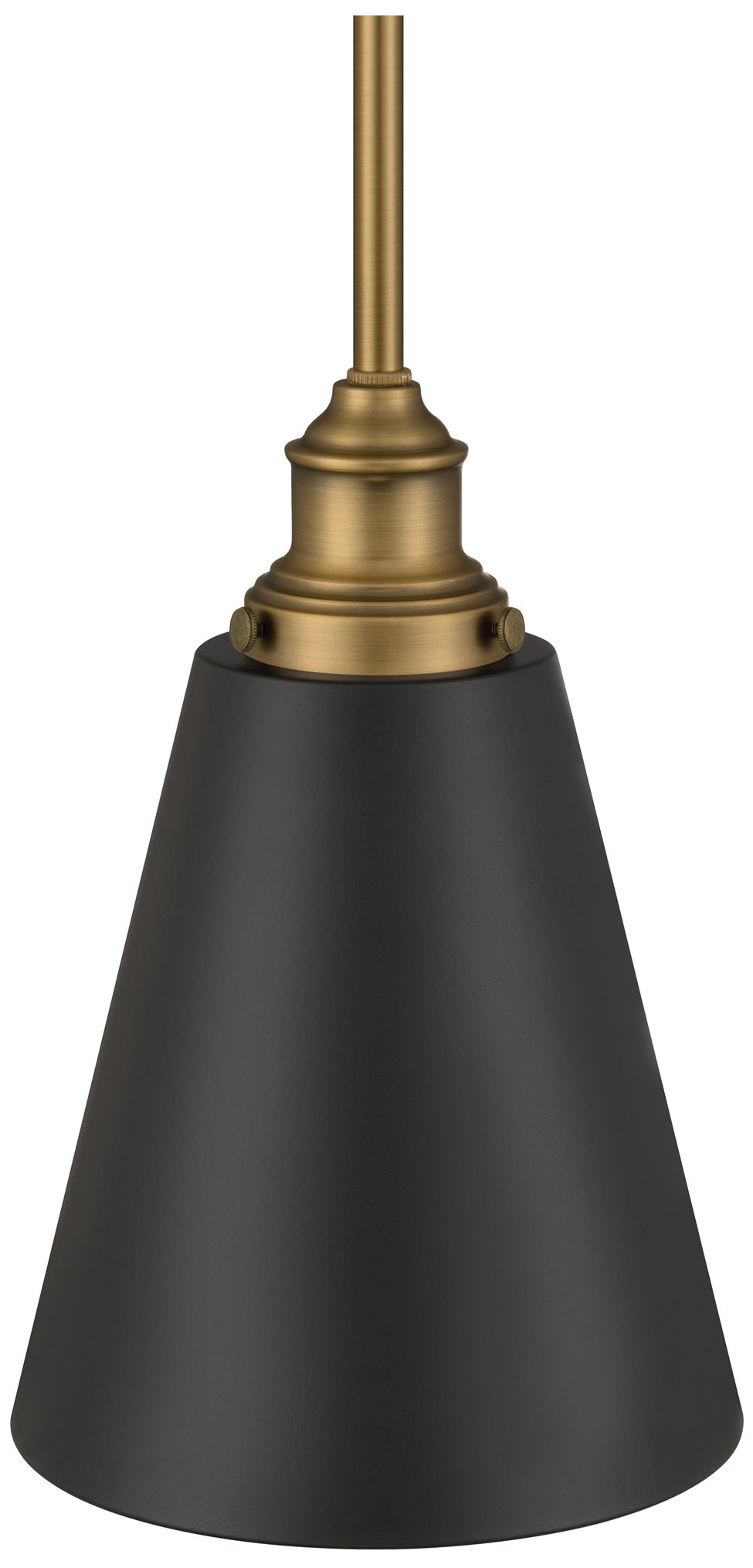 Image 2 Dahlia 8" Wide Antique Brushed Brass Pendant with Black Shade more views
