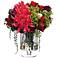 Dahlia and Red Rose 16" Wide Faux Flowers in Glass Vase