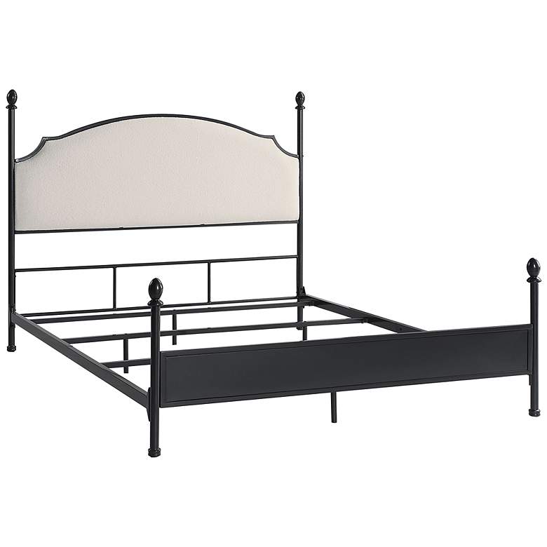 Image 2 Dahlia Black Metal White Fabric King Four Poster Panel Bed