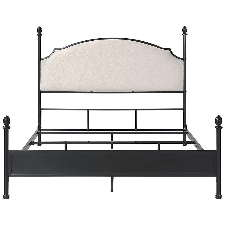 Image 3 Dahlia Black Metal White Fabric King Four Poster Panel Bed more views
