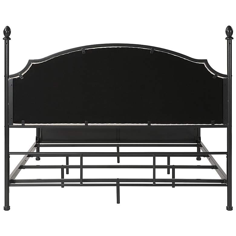 Image 5 Dahlia Black Metal White Fabric King Four Poster Panel Bed more views