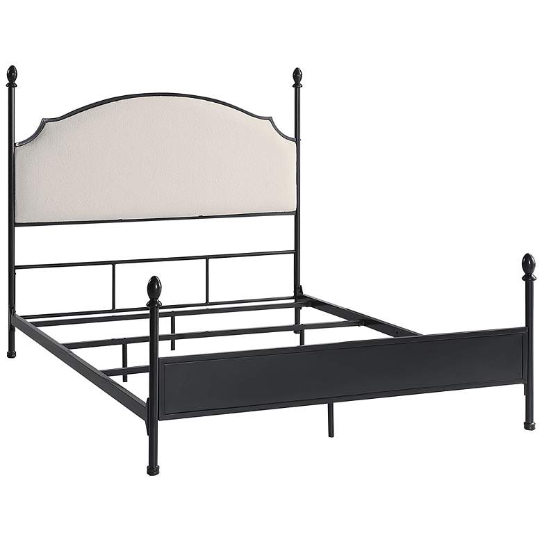 Image 2 Dahlia Black Metal White Fabric Queen Four Poster Panel Bed