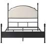 Dahlia Black Metal White Fabric Queen Four Poster Panel Bed