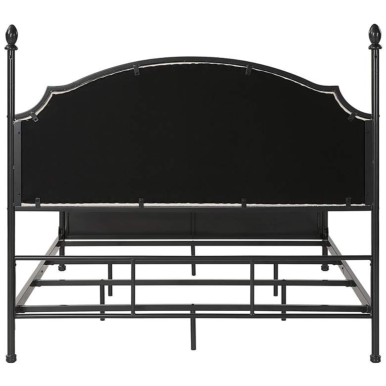 Image 5 Dahlia Black Metal White Fabric Queen Four Poster Panel Bed more views