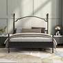 Dahlia Black Metal White Fabric Queen Four Poster Panel Bed