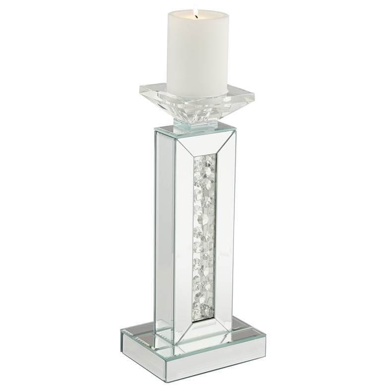 Image 5 Dahlia Crystal and Mirrored Glass Pillar Candle Holder more views