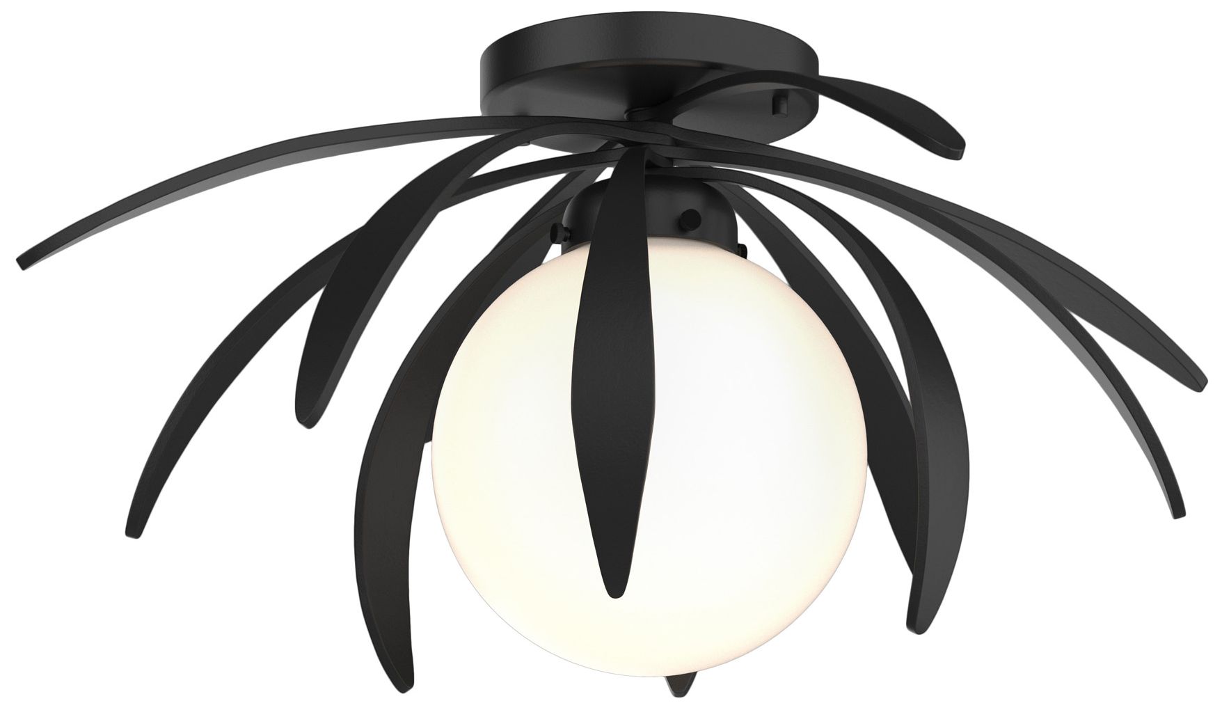 Dahlia Flush Mount - Black - Opal Glass - Made to Order