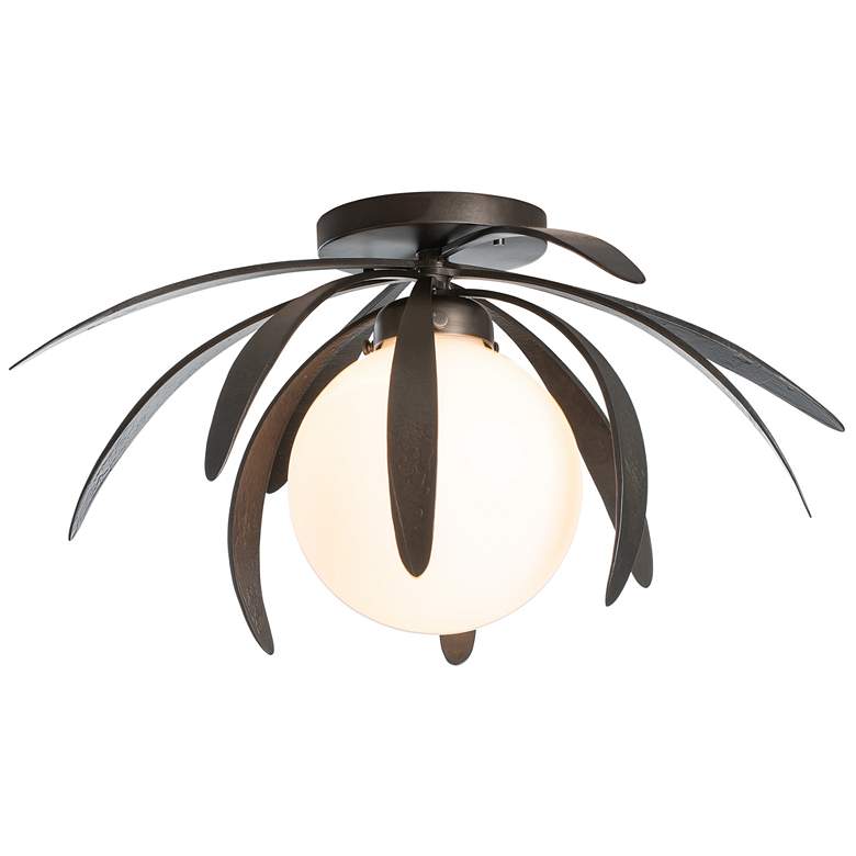 Image 1 Dahlia Flush Mount - Dark Smoke Finish - Opal Glass
