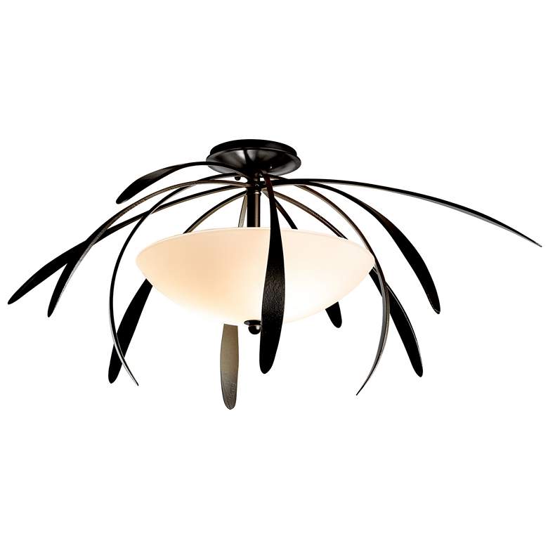 Image 1 Dahlia Medium Semi-Flush - Black Finish - Opal Glass