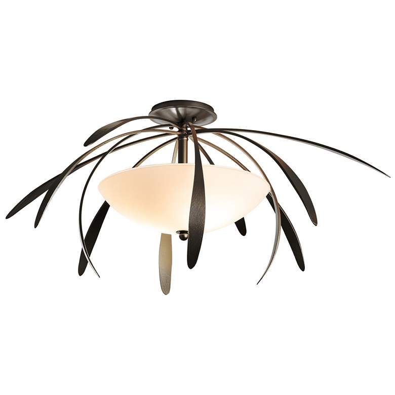 Image 1 Dahlia Medium Semi-Flush - Oil Rubbed Bronze Finish - Opal Glass