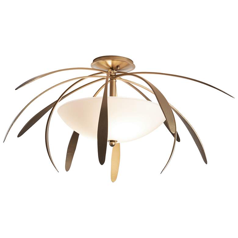 Image 1 Dahlia Medium Semi-Flush - Soft Gold Finish - Opal Glass